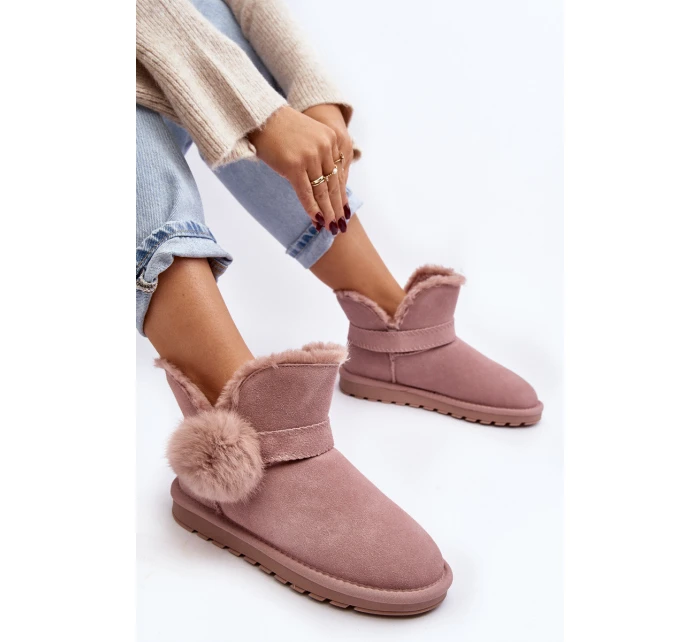 Zamszowe Śniegowce Damskie Z Wycięciami Różowe Eraclio Zamszowe Śniegowce Damskie Z Wycięciami Różowe Eraclio