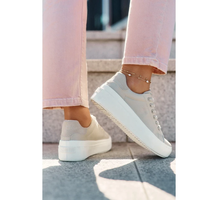 Materiałowe Trampki Damskie Na Platformie Big Star RR274465 Beżowe Materiałowe Trampki Damskie Na Platformie Big Star RR274465 Beżowe