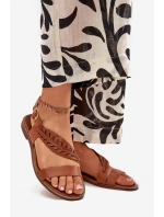 Sandały Damskie Z Naturalnej Skóry Na Płaskim Obcasie Zazoo 3564 Camel Sandały Damskie Z Naturalnej Skóry Na Płaskim Obcasie Zazoo 3564 Camel