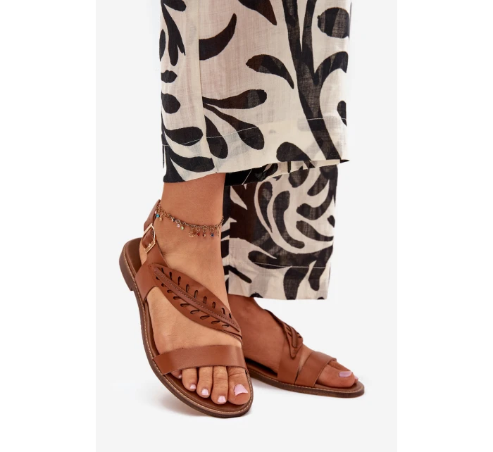 Sandały Damskie Z Naturalnej Skóry Na Płaskim Obcasie Zazoo 3564 Camel Sandały Damskie Z Naturalnej Skóry Na Płaskim Obcasie Zazoo 3564 Camel