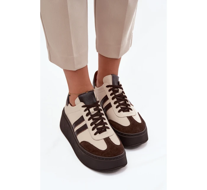 Kožené dámské tenisky na platformě model 21713104 - Zazoo