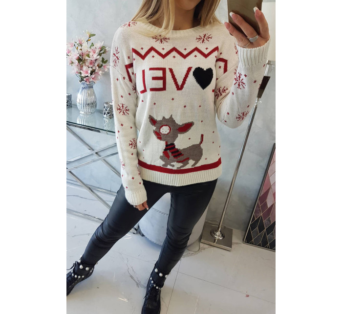 Vianočný sveter s nápisom ecru