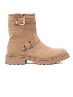 Vynikajúce Karmelowy dámske členkové topánky s plochým podpätkom