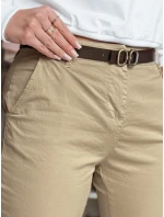 Dámské kalhoty slim fit s páskem tmavě béžová Dstreet model 21986480 - FashionStreet Dámské kalhoty slim fit s páskem tmavě béžová Dstreet model 21986480 - FashionStreet