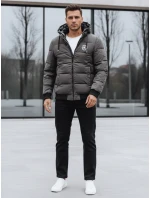 Pánská prošívaná zimní bunda s kapucí šedá Dstreet model 21991534 - FashionStreet