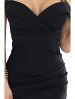 Midi šaty s odhalenými rameny a výstřihem černé model 21486676 - numoco basic