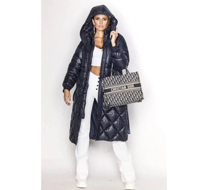 DŁUGA KURTKA PUCHOWA DAMSKA GRANATOWA model 21244364 - Ann Gissy