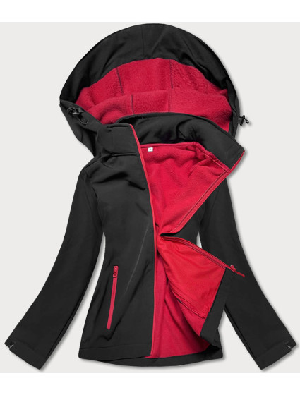Čierno-červená dámska bunda s polarom (HH017-1-5)