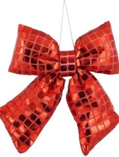 Dekoratívna mašľa 15x17 cm červená sľuda