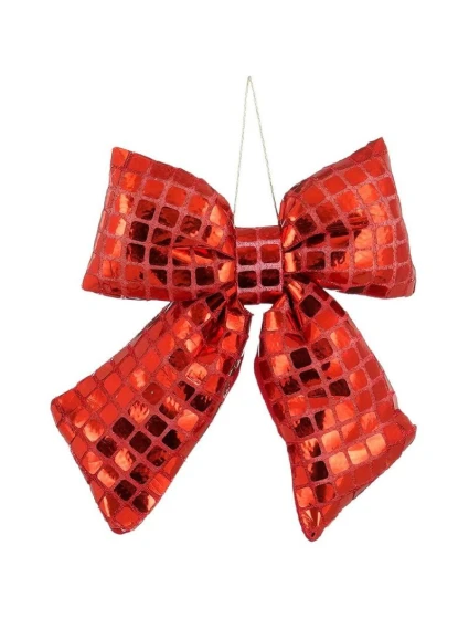 Dekoratívna mašľa 15x17 cm červená sľuda