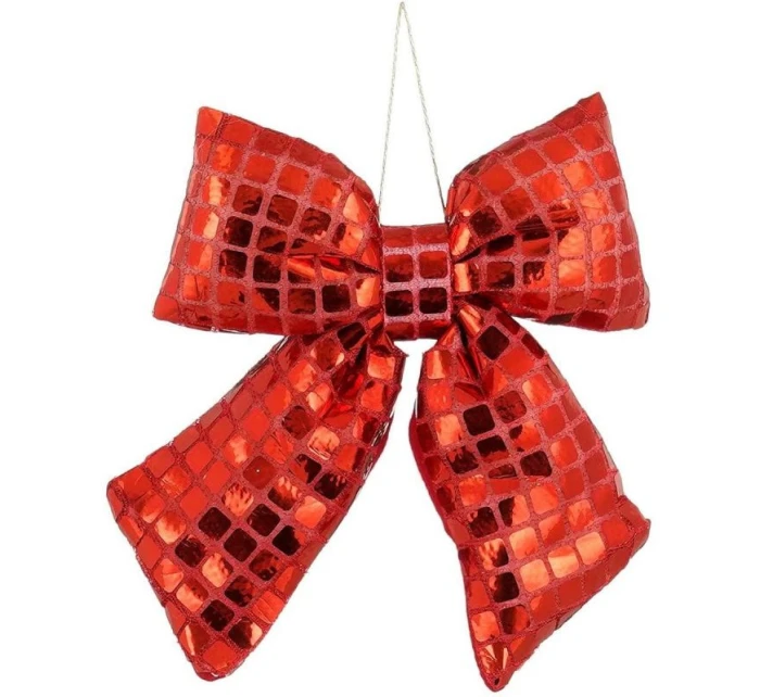 Dekoratívna mašľa 15x17 cm červená sľuda