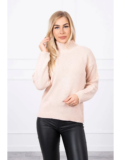model 18745456 svetr s rolákem tmavě pudrově růžový - K-Fashion model 18745456 svetr s rolákem tmavě pudrově růžový - K-Fashion