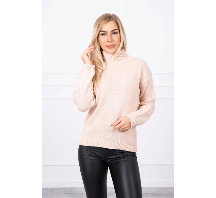 Polovičný sveter s rolákom tmavo púdrovo ružový