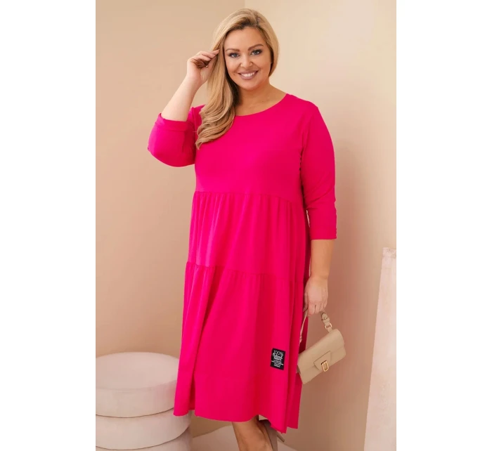 Dámská bavlněná sukýnka Plus Size s volánky a ohrnutým rukávem fuchsie