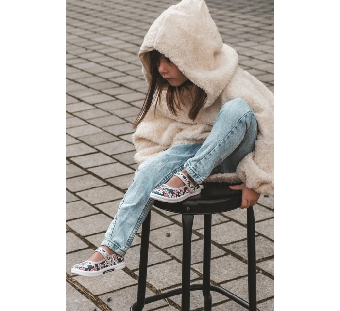 Dziecięce Baleriny W Kwiatuszki Granatowo-Szare Noah Dziecięce Baleriny W Kwiatuszki Granatowo-Szare Noah