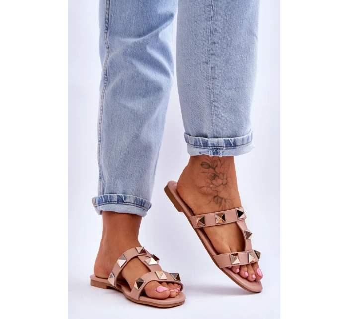 Damskie Klapki Z Dużymi Ćwiekami Nude Mercure