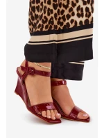 Lakierowane Sandały Damskie Na Koturnie Bordowe Vliraya Lakierowane Sandały Damskie Na Koturnie Bordowe Vliraya