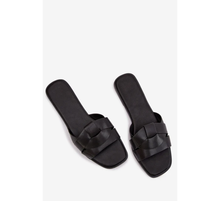 Dámské ploché pantofle s pásky Černé Marissae