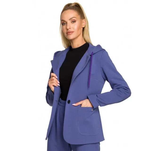 model 17626046 Bunda s kapucí a jedním knoflíkem černá - Moe