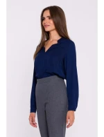 S375 Blúzka s dlhými rukávmi - tmavomodrá