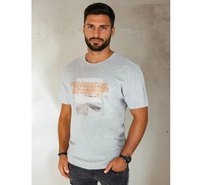 Pánske sivé tričko s potlačou FashionStreet RX5488