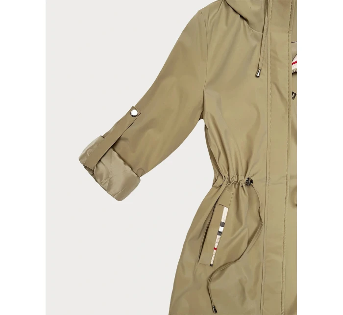 Dámska piesková bunda s kockovaným lemovaním Goodlookin (KK60411-4#)