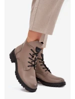 Ocieplane Botki Damskie Na Klocku Vinceza 58609 Szare