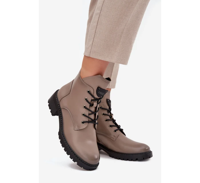 Ocieplane Botki Damskie Na Klocku Vinceza 58609 Szare