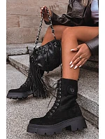 Dámské workery boty zateplené eko semiš černé model 22360497 - Boto