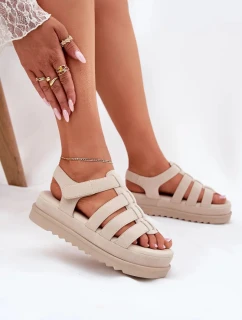 Dámske ekologické semišové sandále na platforme - béžové Filisenia