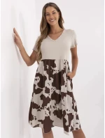 Dámské šaty DHJ SK model 22020909 Béžová s hnědou - FPrice