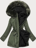 Dámska teplá zimná obojstranná bunda khaki-black (w610)