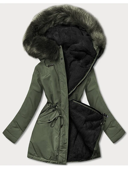 Dámska teplá zimná obojstranná bunda khaki-black (w610) Dámska teplá zimná obojstranná bunda khaki-black (w610)