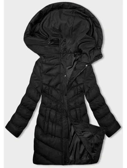 Čierna dámska zimná bunda s kapucňou (5M3155-392)