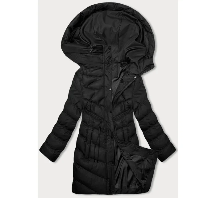 Čierna dámska zimná bunda s kapucňou (5M3155-392)