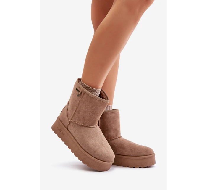 Wysokie Śniegowce Damskie Na Platformie Big Star OO274A097 Beżowe Wysokie Śniegowce Damskie Na Platformie Big Star OO274A097 Beżowe