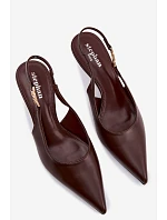 Dámské sandály z umělé kůže na jehlovém podpatku Čokoládové Jelissey