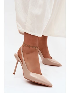 Lakované Lodičky Sandály Z Kůže Béžové model 22122736 - Boto