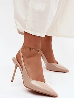 Lakované Lodičky Sandály Z Kůže Béžové model 22122736 - Boto