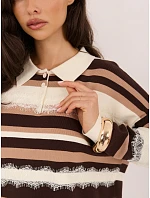 Sweter PM SW model 22400709 biało brązowy - FPrice Sweter PM SW model 22400709 biało brązowy - FPrice