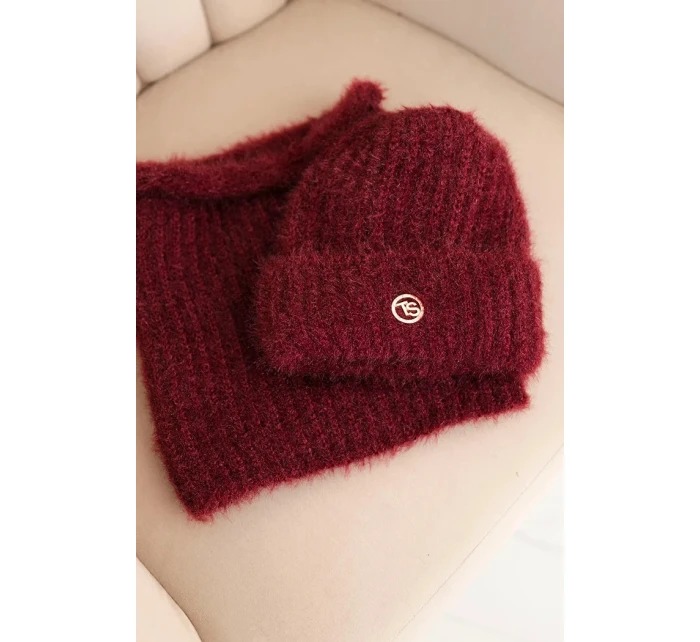 Dámska súprava čiapky a šálu bordová - K-Fashion