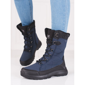 Trendy dámske modré trekingové topánky bez podpätku