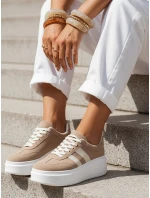 Dámske kožené tenisky na platforme béžové FashionStreet ZY1377