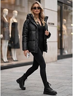 Dámska zimná prešívaná bunda s kapucňou, čierna, FashionStreet TY5966 Dámska zimná prešívaná bunda s kapucňou, čierna, FashionStreet TY5966