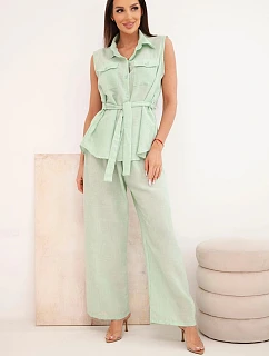 Dámský komplet s halenkou na zavazování a širokými kalhotami model 22104031 - K-Fashion