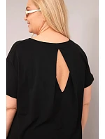 Dámská halenka Plus Size bavlněná s krátkým rukávem černá Dámská halenka Plus Size bavlněná s krátkým rukávem černá