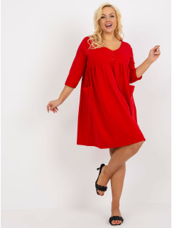 Červené mikinové šaty plus veľkosť základné s vreckami
