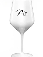 MR. - bílá nerozbitná sklenice na víno 470 ml