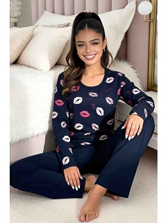 Pizama KISS long dark blue