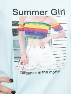Blúzka s potlačou Summer Girl v mätovej farbe